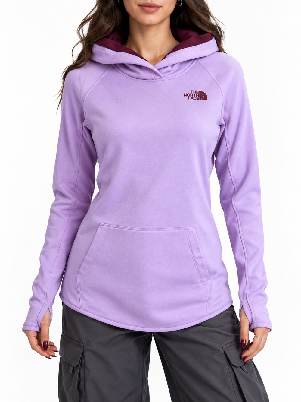 The North Face Lilac Burgundy Thumbhole Hoodie Pastel Goth Layer Women's S